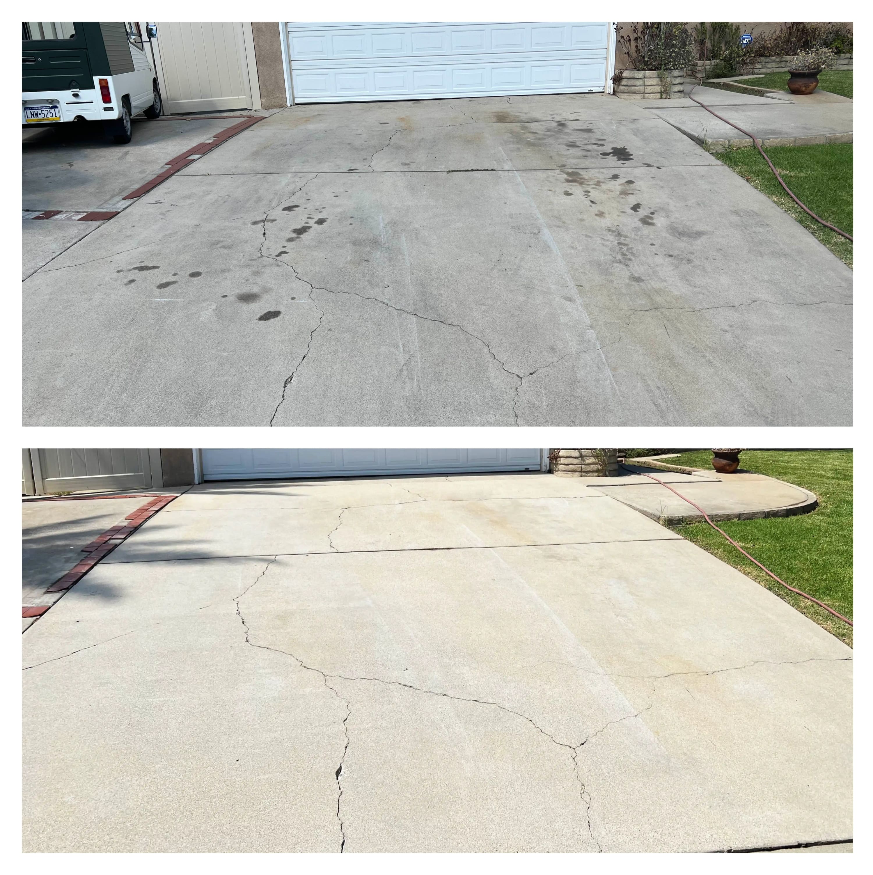 before and after driveway cleaning